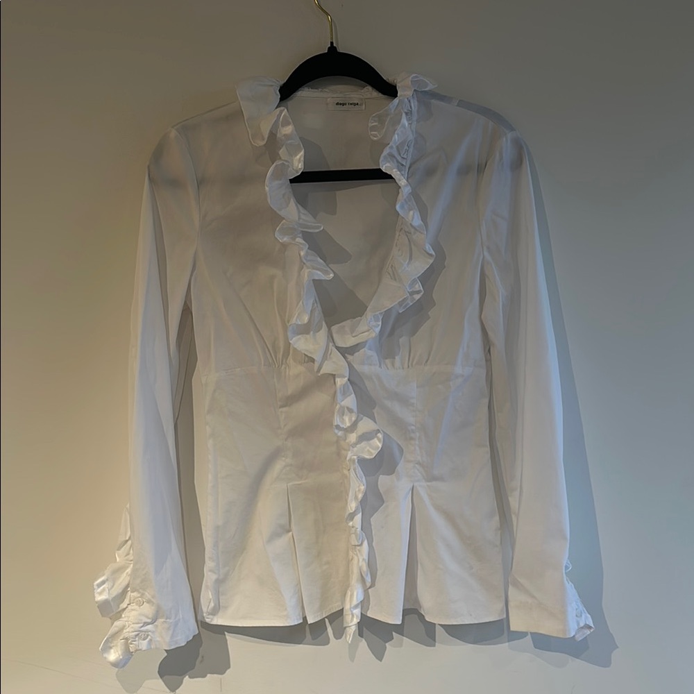 Elegant White Ruffle Blouse
